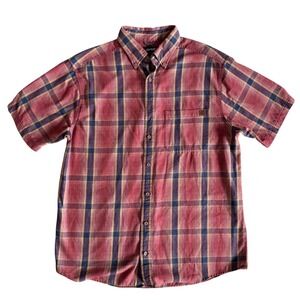 Solaris Plaid Short Sleeve Button Down Shirt Mens LT Casual Outdoors Gorpcore‎